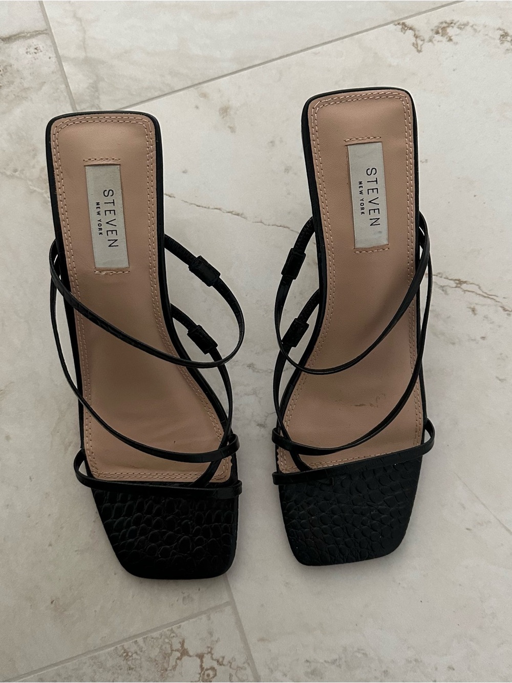 Steven Black Strappy Kitten Heels